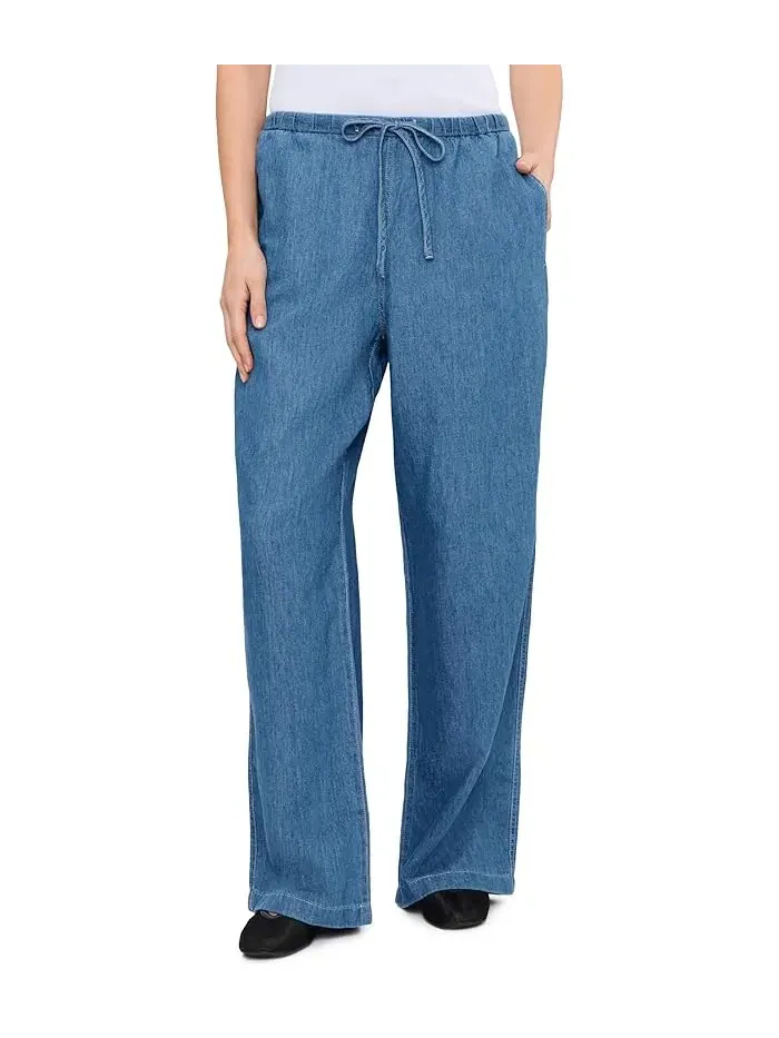 Брюки деним широкие штанины Denim Pull-On Pants Madewell — изображение 1 из 5, бежевый