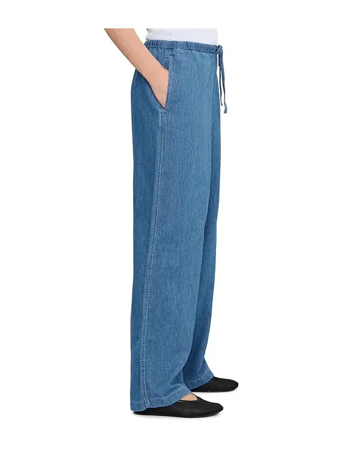 Брюки деним широкие штанины Denim Pull-On Pants Madewell — изображение 3 из 5, бежевый