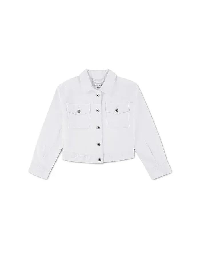 Куртка кроп твил Colored Twill Cropped Jacket abercrombie kids — изображение 1 из 3, орхидейный