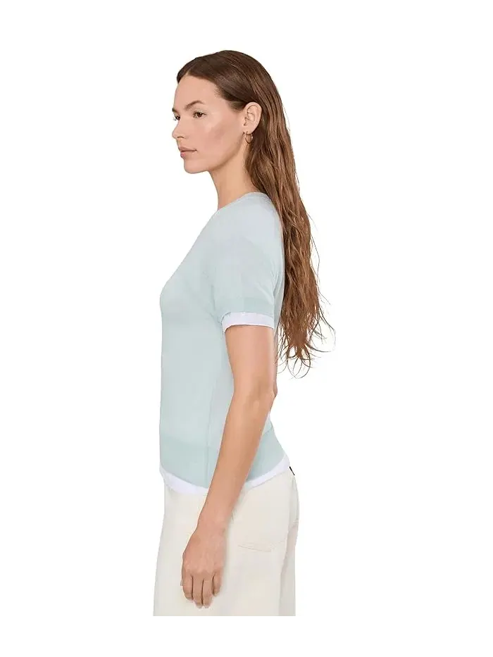 Джемпер Double Layer Raglan Short Sleeve Crew Vince — изображение 3 из 5, голубой/белый