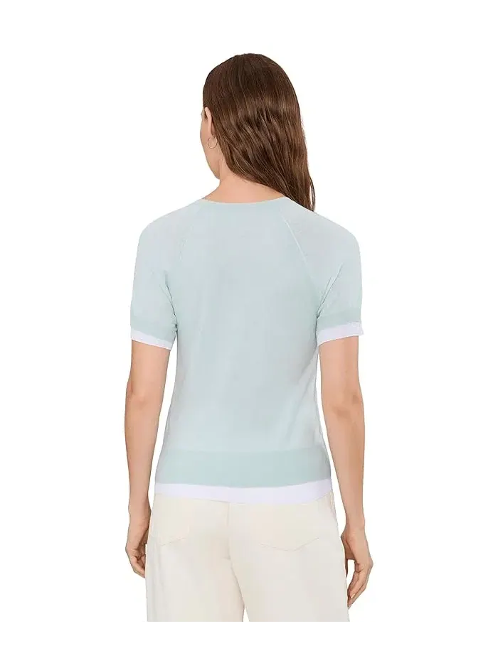 Джемпер Double Layer Raglan Short Sleeve Crew Vince — изображение 4 из 5, голубой/белый