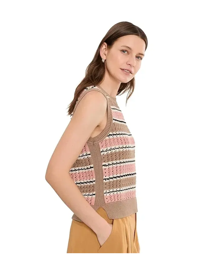 Жилет Varley Deeley Stripe Stitch — изображение 3 из 5, розовый