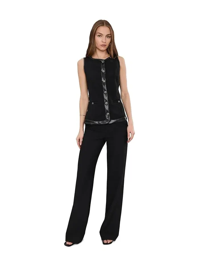 Жилет Liverpool Los Angeles Boatneck Vest With Faux Leather — изображение 2 из 5, черный