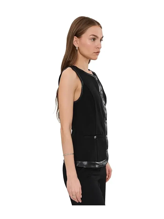 Жилет Liverpool Los Angeles Boatneck Vest With Faux Leather — изображение 3 из 5, черный