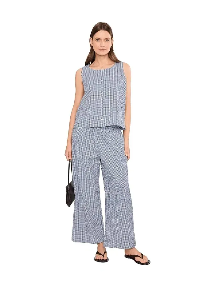 Жилет Organic Cotton Pucker Check Scoop Neck Eileen Fisher — изображение 2 из 5, голубой