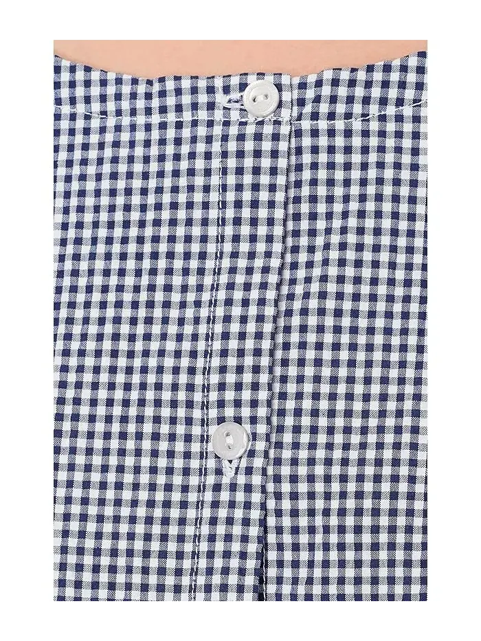 Жилет Organic Cotton Pucker Check Scoop Neck Eileen Fisher — изображение 5 из 5, голубой