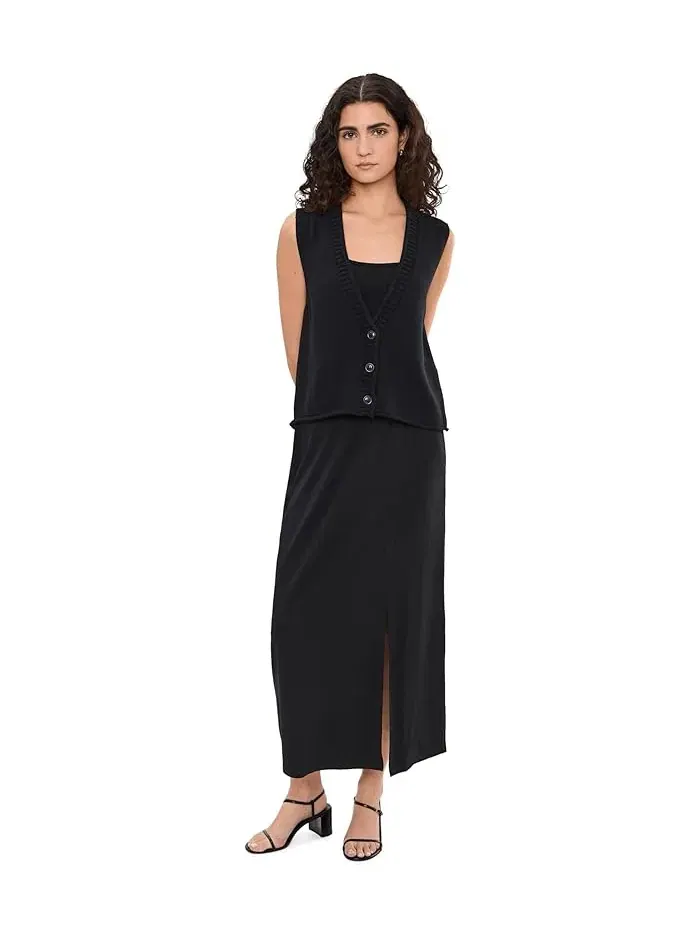 Жилет Peruvian Cotton Blend V-Neck Eileen Fisher — изображение 2 из 5, черный