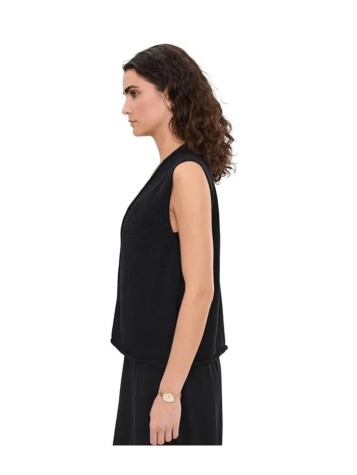 Жилет Peruvian Cotton Blend V-Neck Eileen Fisher — изображение 3 из 5, черный