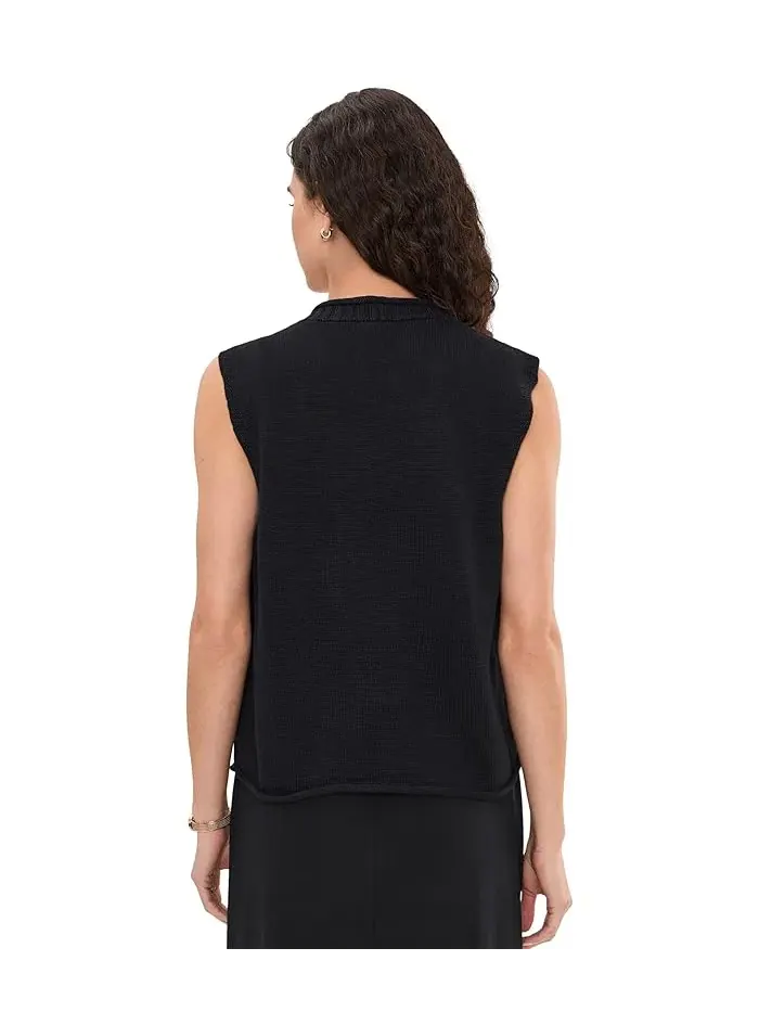 Жилет Peruvian Cotton Blend V-Neck Eileen Fisher — изображение 4 из 5, черный