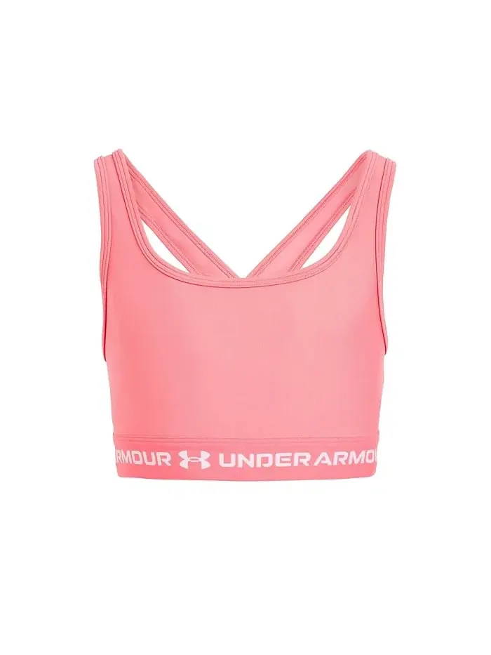 Спортивный топ Cross-Back Mid-Impact Under Armour Kids — изображение 1 из 3, розовый/белый