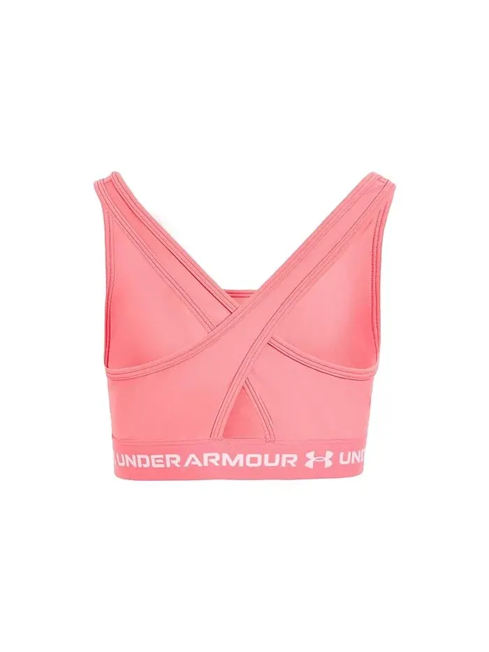 Спортивный топ Cross-Back Mid-Impact Under Armour Kids — изображение 2 из 3, розовый/белый