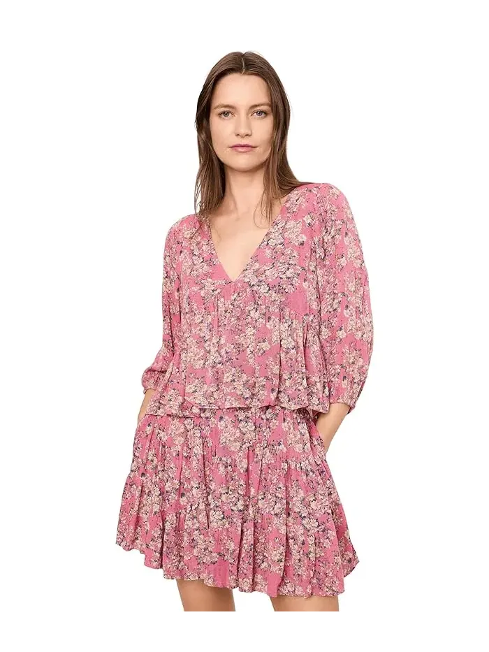 Комплект из топа и юбки Perishing Printed Set Free People — изображение 1 из 5, розовый