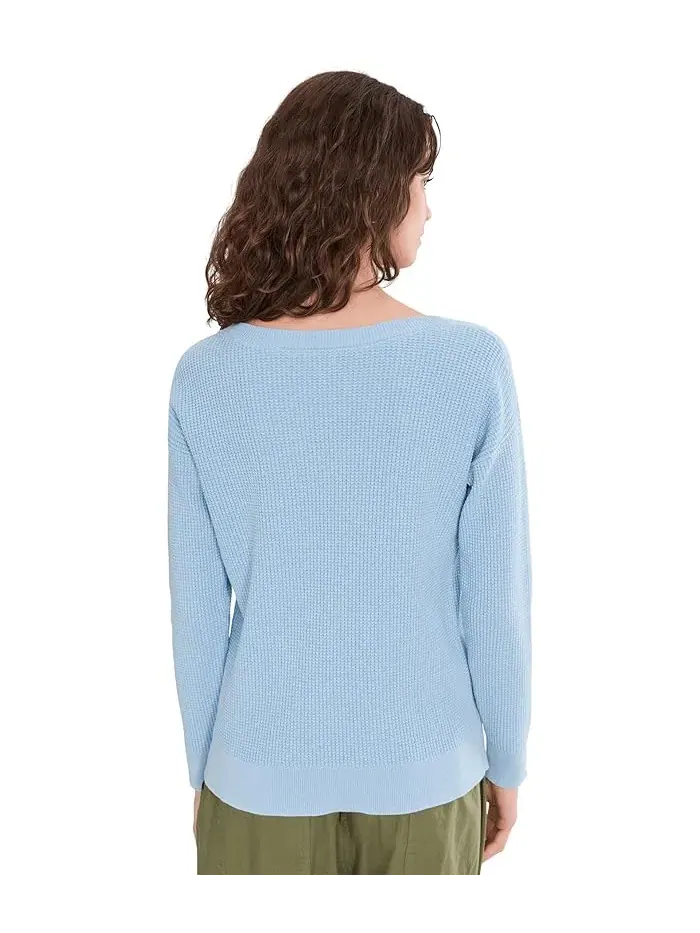 Свитер вафельный Sunwashed Waffle Pullover L.L.Bean — изображение 4 из 5, синий