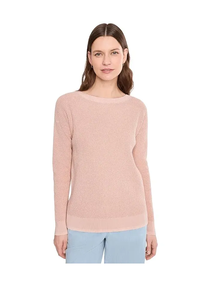 Свитер с вафельным узором Sunwashed Waffle Pullover L.L.Bean, Washed Orchid Plaid — изображение 1 из 5, розовый