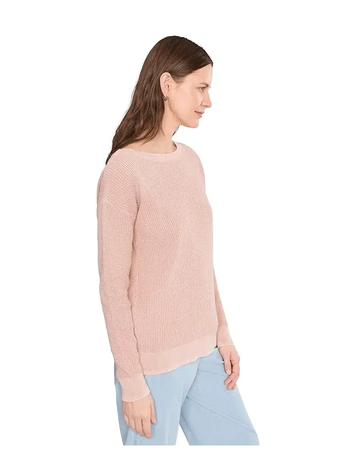 Свитер с вафельным узором Sunwashed Waffle Pullover L.L.Bean, Washed Orchid Plaid — изображение 3 из 5, розовый