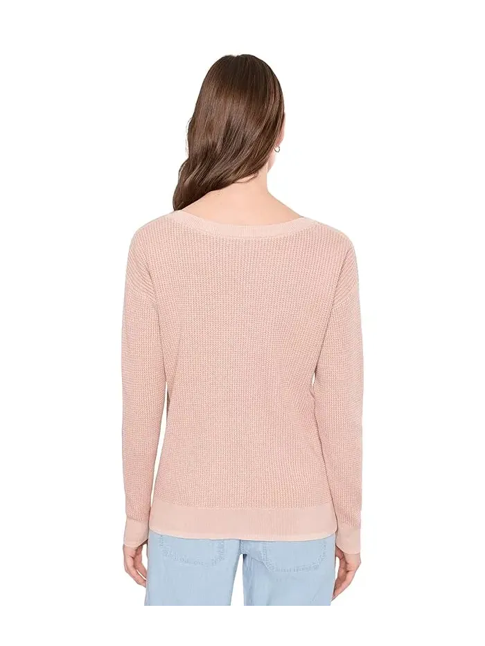 Свитер с вафельным узором Sunwashed Waffle Pullover L.L.Bean, Washed Orchid Plaid — изображение 4 из 5, розовый