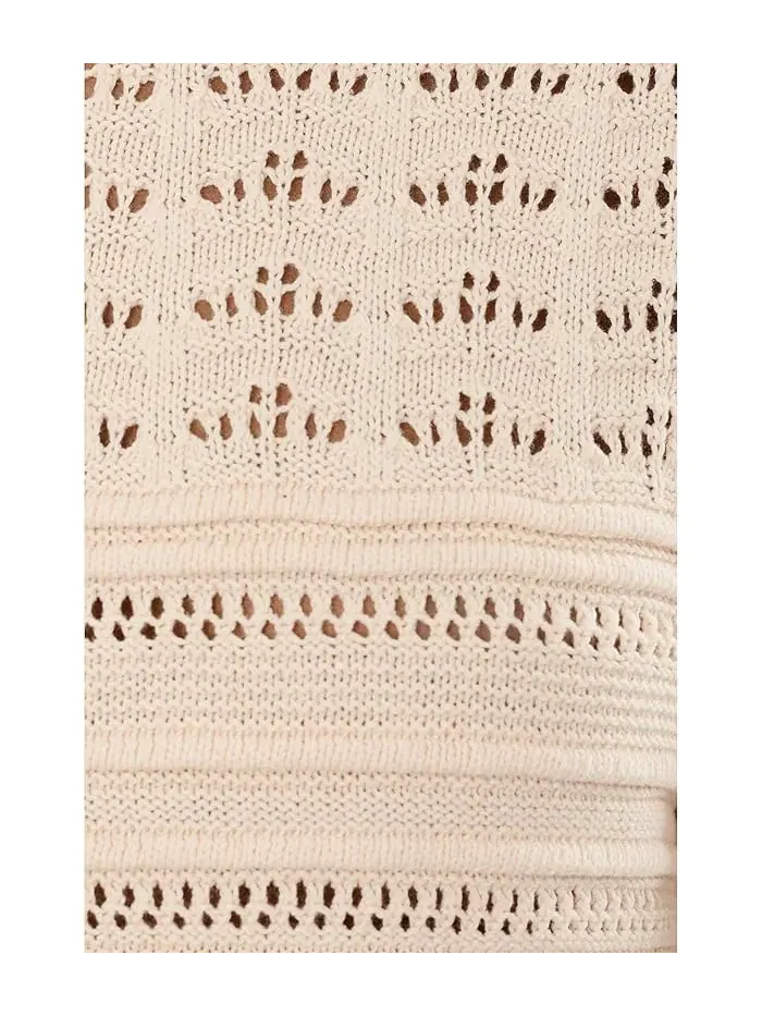Свитер с многослойной строчкой Multi Stitch Pointelle CeCe — изображение 5 из 5, белый