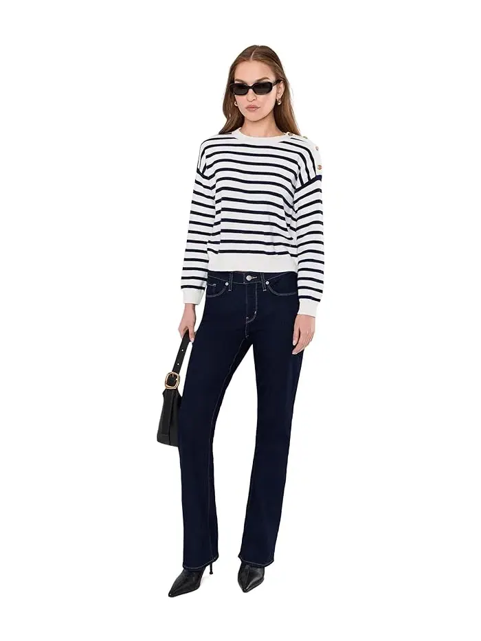 Свитер в полоску Long Sleeve Stripe Pullover Vince Camuto — изображение 2 из 5, белый