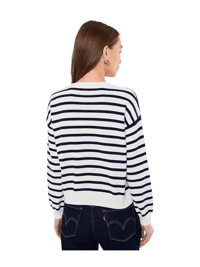 Свитер в полоску Long Sleeve Stripe Pullover Vince Camuto — изображение 4 из 5, белый