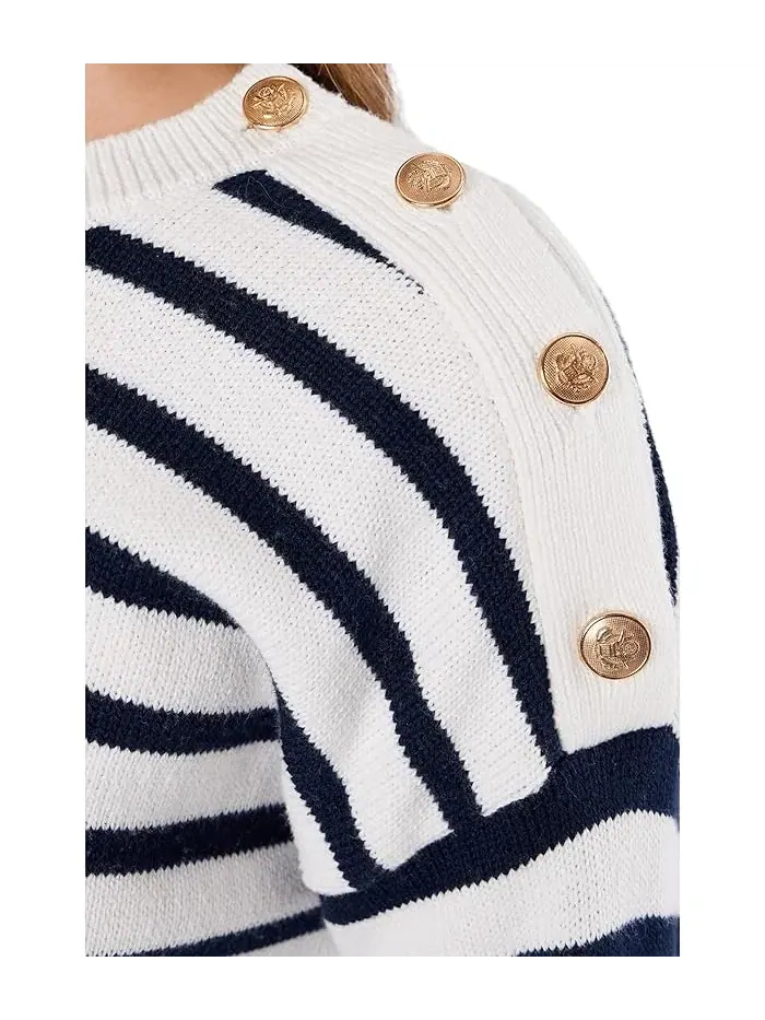 Свитер в полоску Long Sleeve Stripe Pullover Vince Camuto — изображение 5 из 5, белый