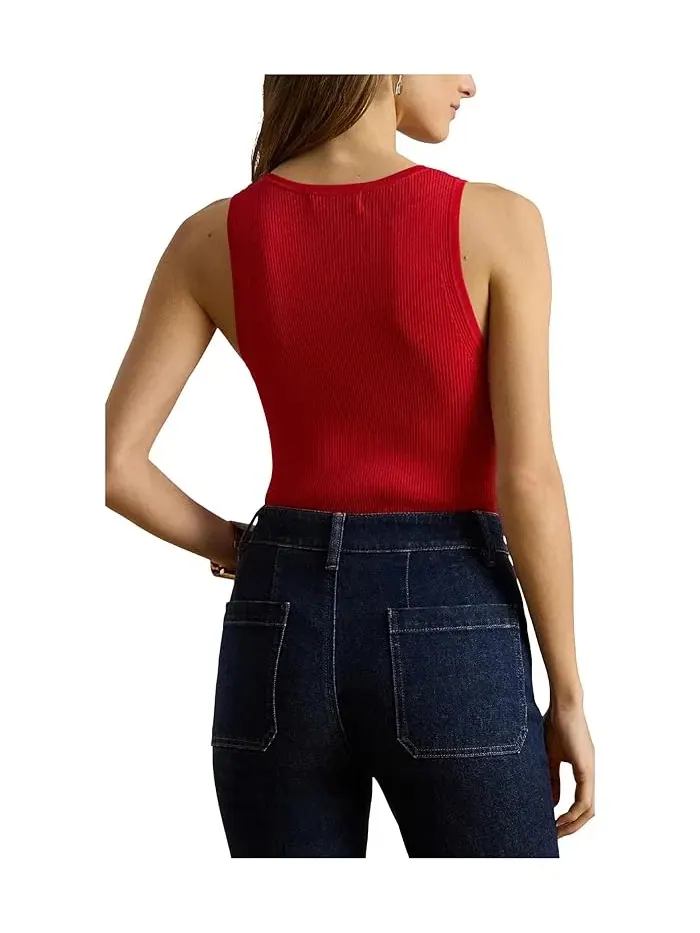 Свитер без рукавов Rib-Knit Lauren Ralph Lauren — изображение 3 из 4, красный