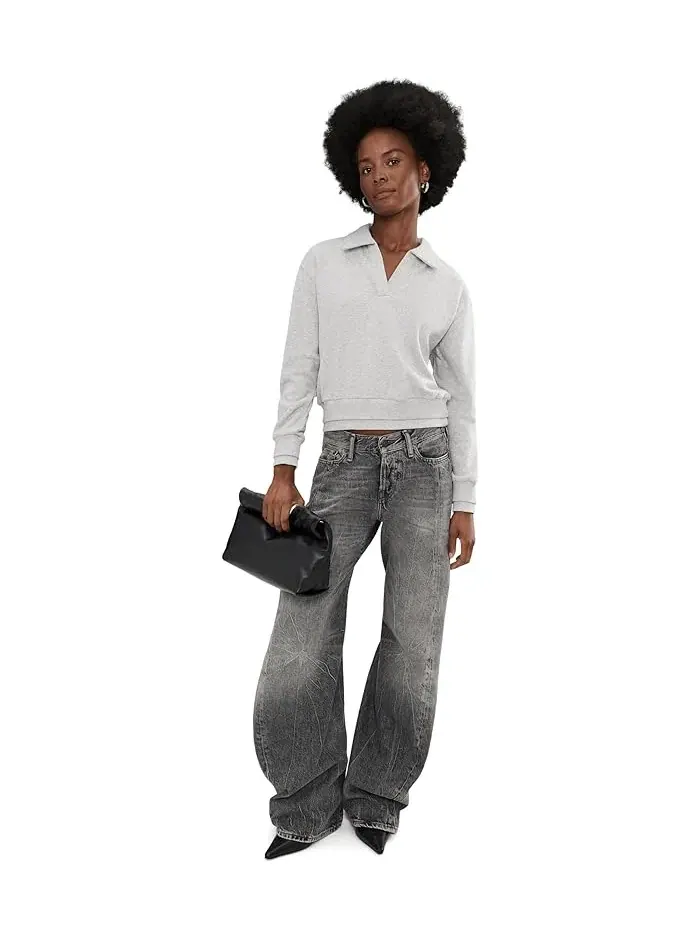 Свитшот с воротником-джонни Carol AG Jeans — изображение 2 из 5, серый