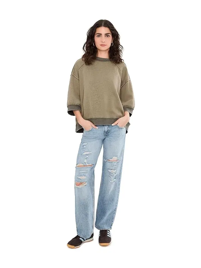 Свитшот оверсайз Everything Pullover Free People — изображение 2 из 5, каймановый