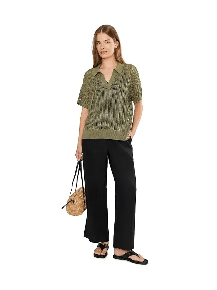 Свитер mesh с коротким рукавом Petite Linen-Blend Lauren Ralph Lauren — изображение 2 из 5, агава