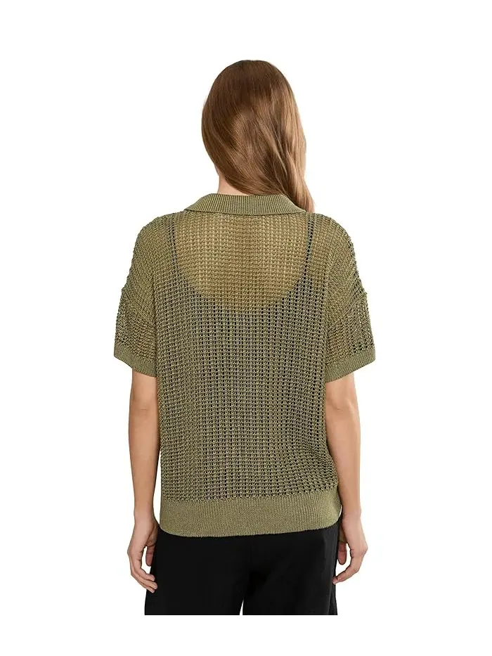 Свитер mesh с коротким рукавом Petite Linen-Blend Lauren Ralph Lauren — изображение 4 из 5, агава