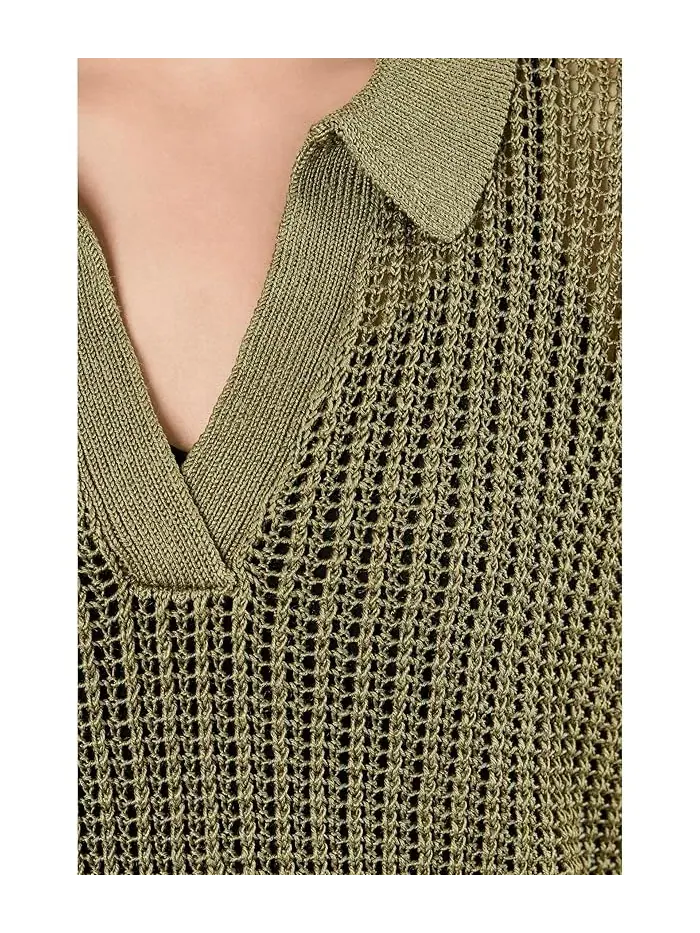 Свитер mesh с коротким рукавом Petite Linen-Blend Lauren Ralph Lauren — изображение 5 из 5, агава