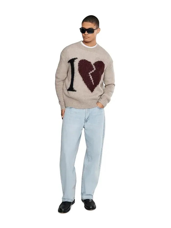 Свитер с сердцем Lover Knit Crew AllSaints — изображение 2 из 5, коричневый