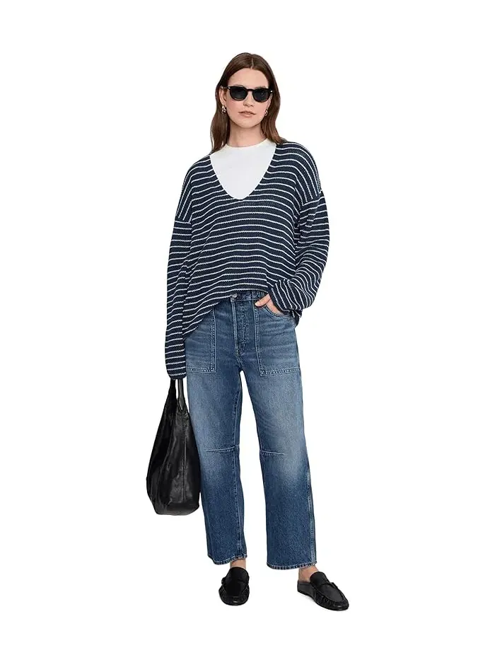 Свитер с V-образным вырезом Miramar Linen Deep V Faherty — изображение 2 из 5, черный