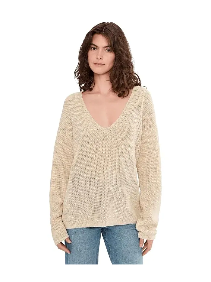 Свитер с V-образным вырезом Miramar Linen Deep V Faherty — изображение 1 из 5, черный