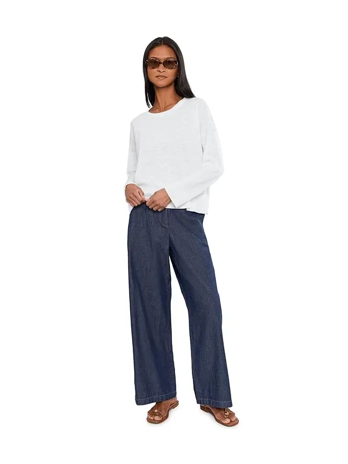 Свитер органический лен хлопок Crew Neck Eileen Fisher — изображение 2 из 5, чернильный