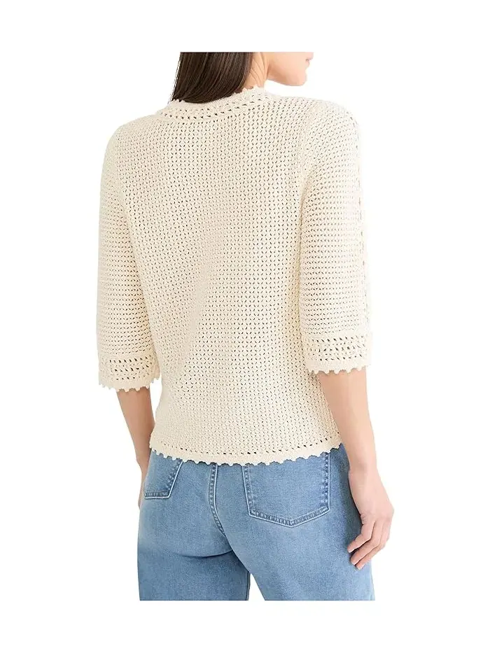 Свитер с кружевной сеткой Crochet Mesh Sweater NIC+ZOE — изображение 4 из 4, классический кремовый