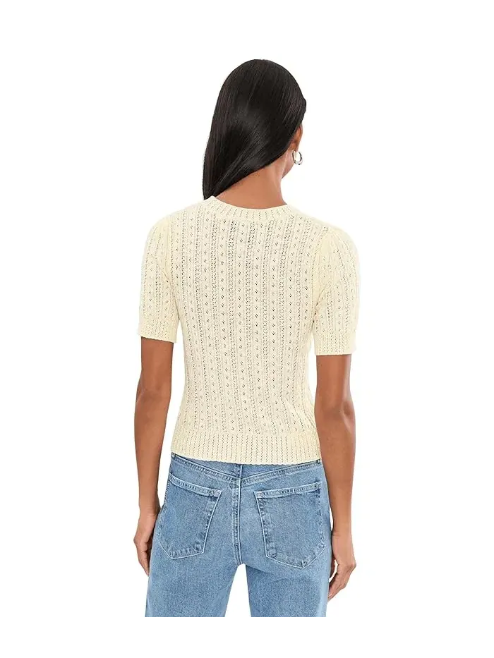 Свитер Arden Pointelle Puff Sleeve 525 america — изображение 4 из 5, лимонный