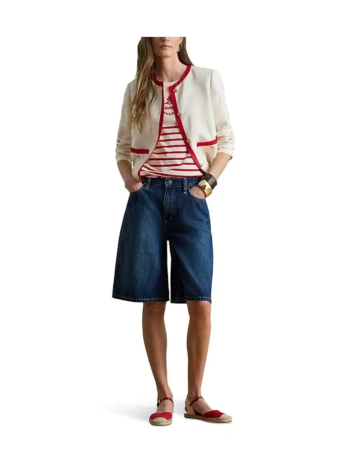 Блейзер из льняной смеси двухцветный Petite Two-Tone Linen-Blend Twill Blazer Lauren Ralph Lauren — изображение 2 из 4