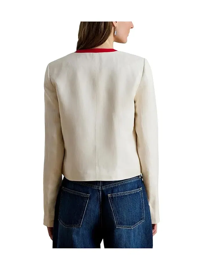 Блейзер из льняной смеси двухцветный Petite Two-Tone Linen-Blend Twill Blazer Lauren Ralph Lauren — изображение 3 из 4
