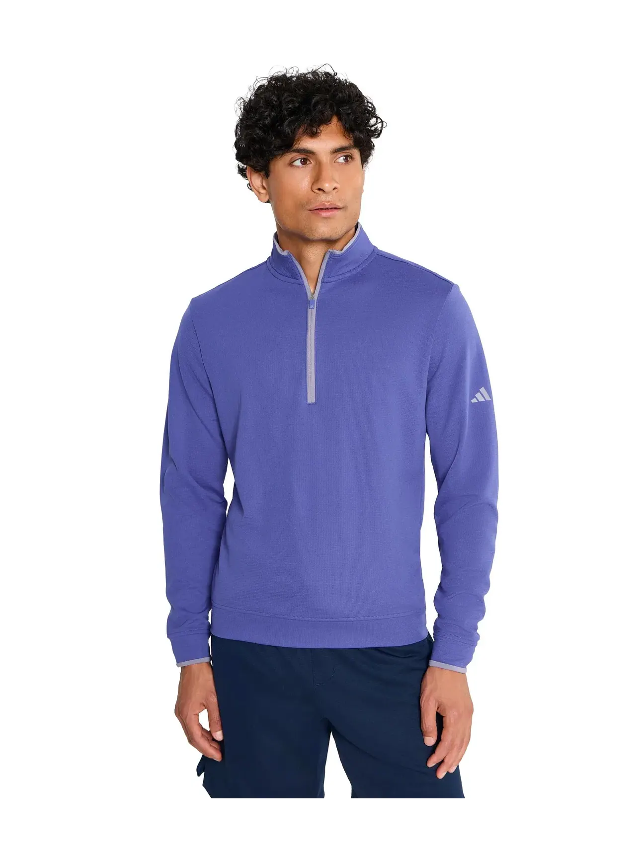 Легкий пуловер с защитой от солнца и молнией до середины груди Adidas Golf — изображение 1 из 5, индиго