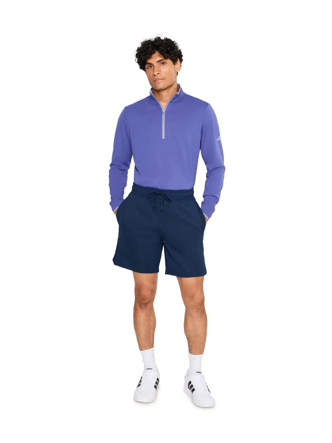 Легкий пуловер с защитой от солнца и молнией до середины груди Adidas Golf — изображение 2 из 5, индиго