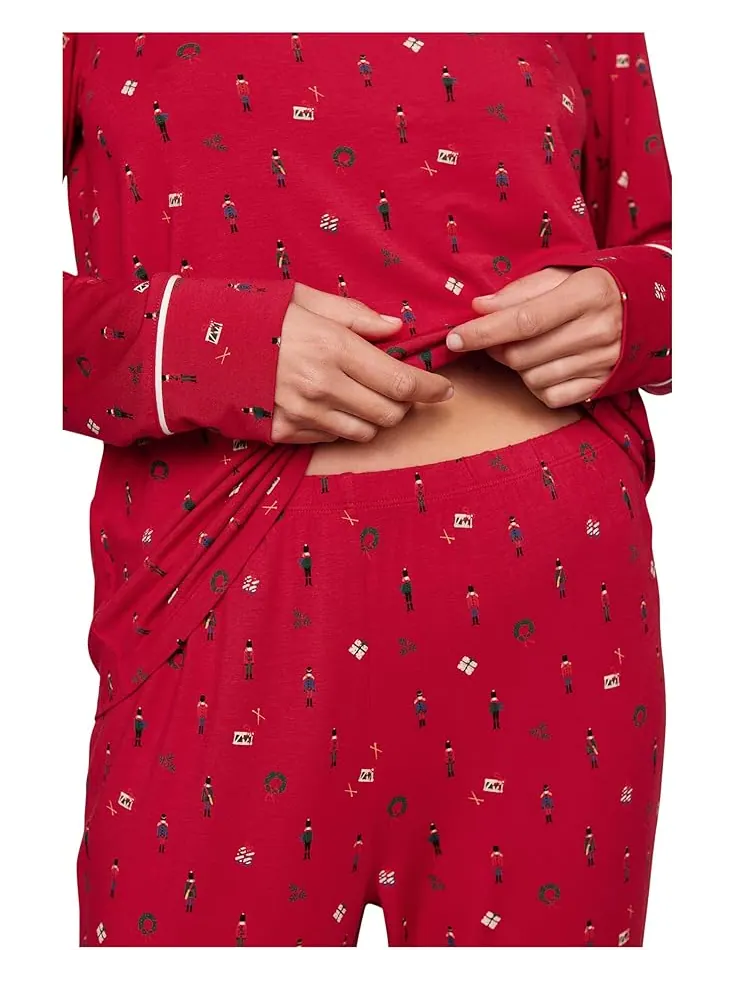 Женский пижамный комплект Eberjey Gisele Printed Crew — изображение 3 из 3, красный/слоновая кость