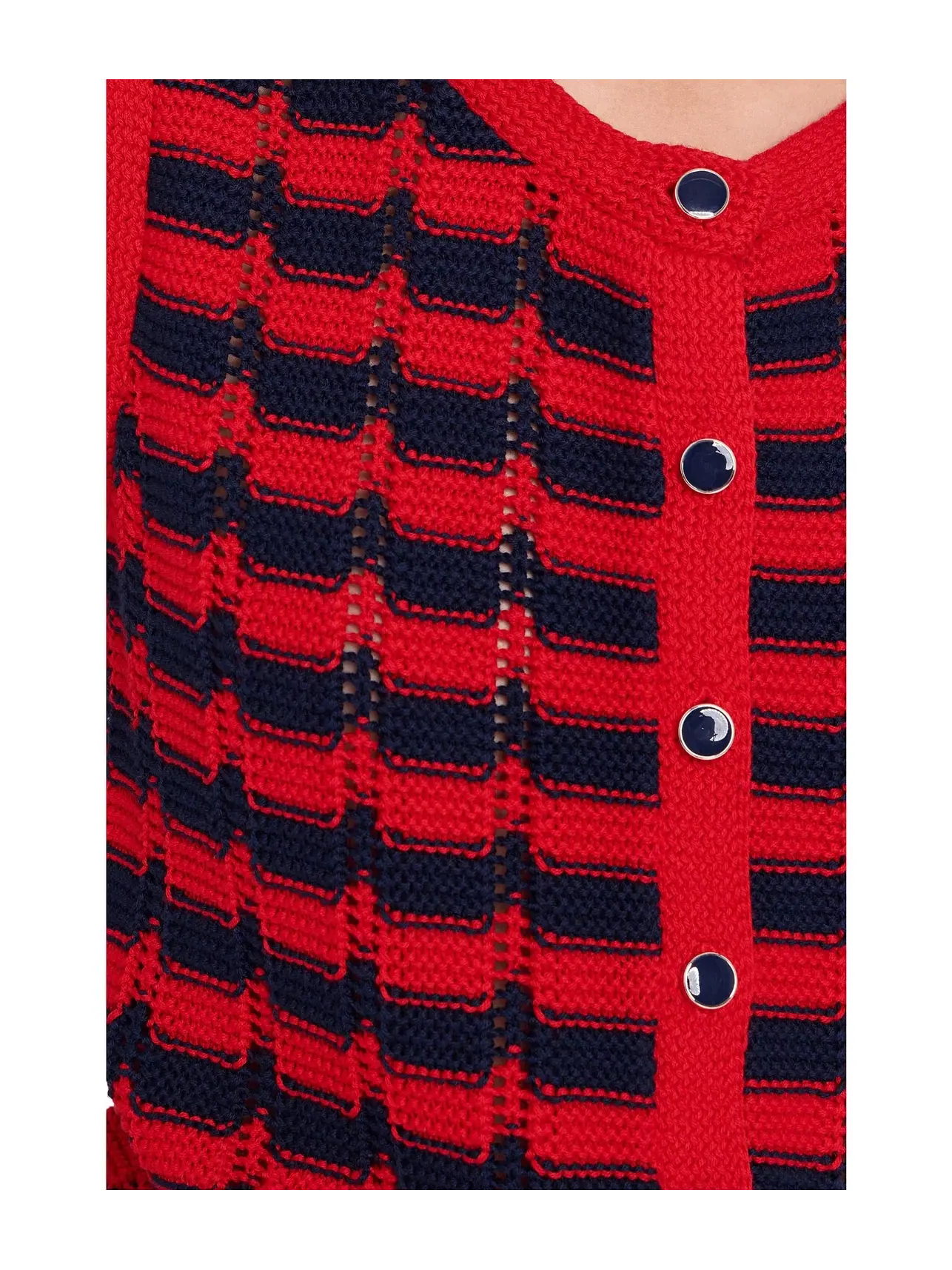 Жилет на пуговицах в полоску Isla Striped Button Front Vest 525 America — изображение 5 из 5, красный