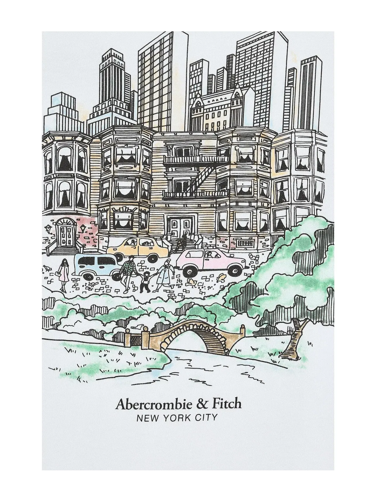 Футболка NYC Sketch (для маленьких и больших детей) Abercrombie Kids — изображение 3 из 3, яркий белый