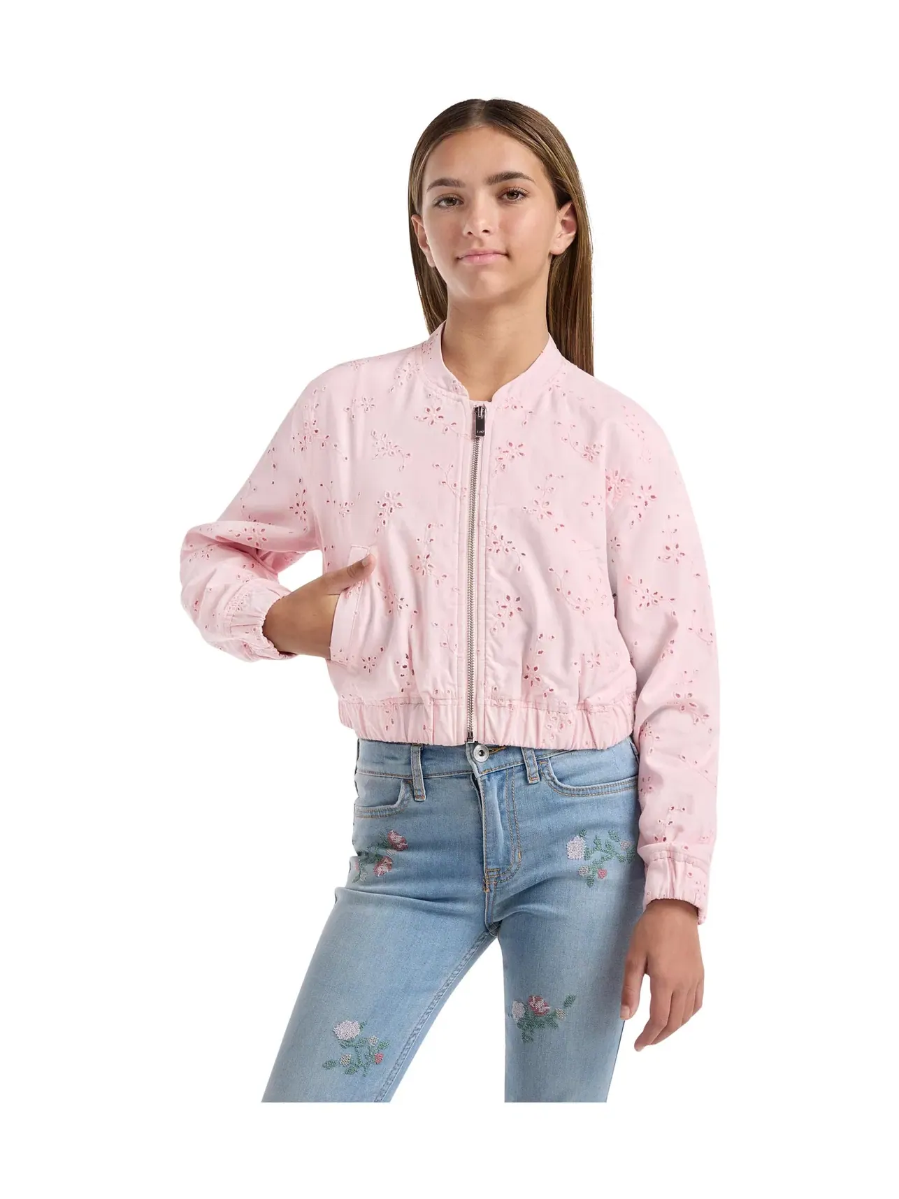 Куртка-бомбер с перфорацией (для детей постарше) Abercrombie Kids — изображение 1 из 4, розовый