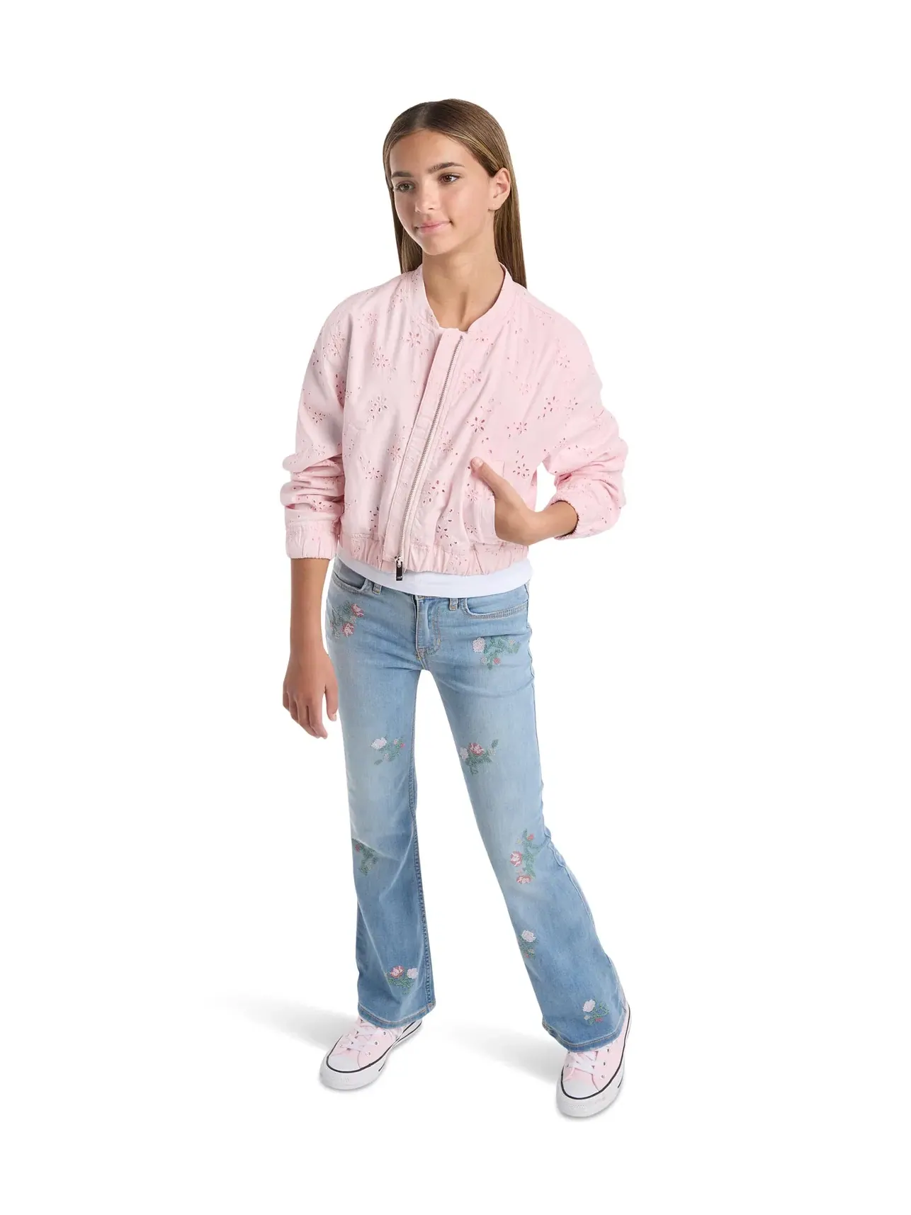 Куртка-бомбер с перфорацией (для детей постарше) Abercrombie Kids — изображение 2 из 4, розовый