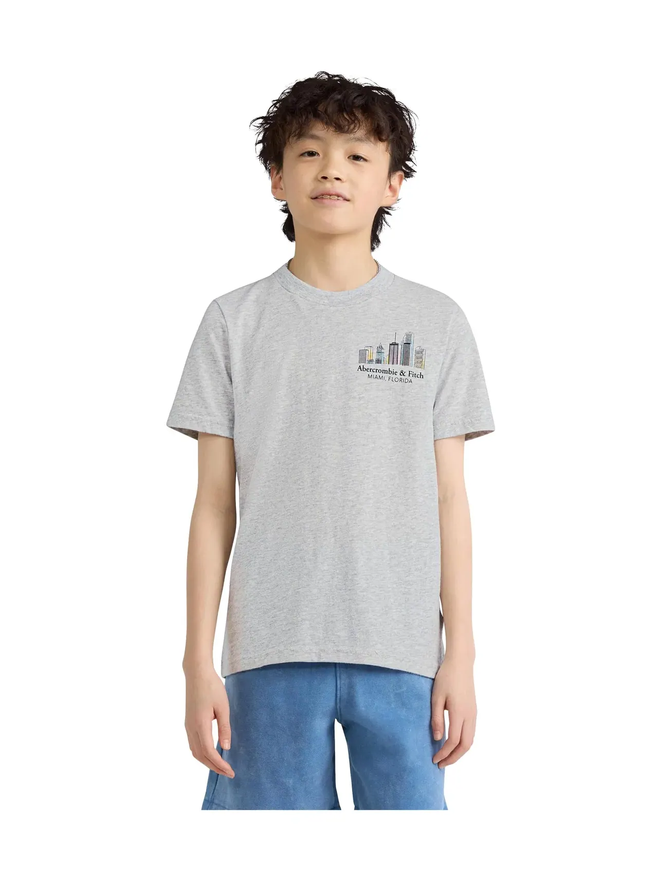 Футболка Miami Tee (для детей постарше) Abercrombie Kids — изображение 1 из 3, серый