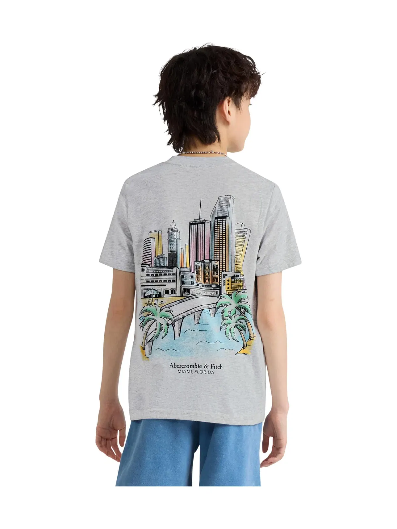 Футболка Miami Tee (для детей постарше) Abercrombie Kids — изображение 3 из 3, серый