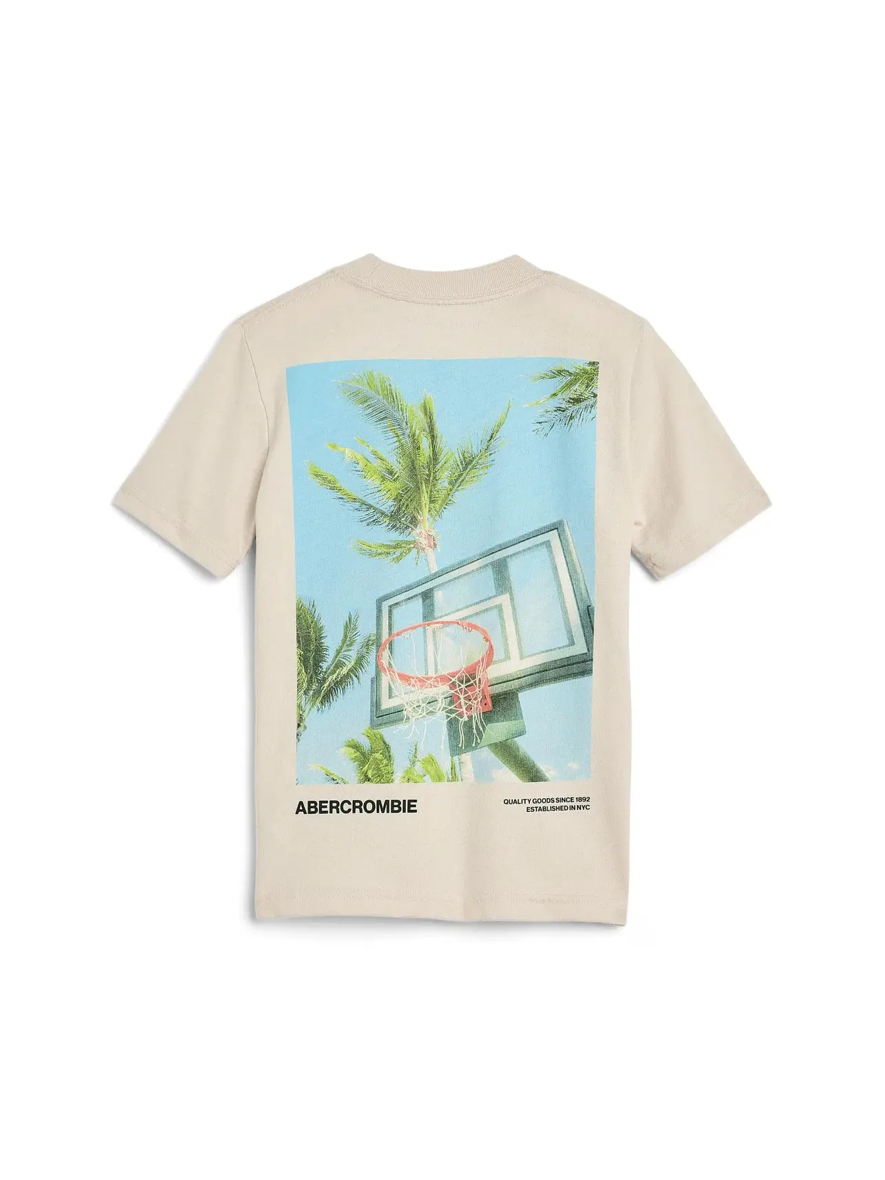Футболка Bank Shot Tee (для маленьких и больших детей) Abercrombie Kids — изображение 2 из 3, овсяный
