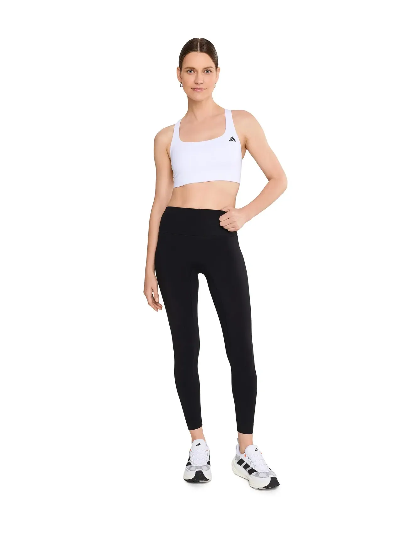 Спортивный бюстгальтер со средней поддержкой Optime Workout Medium-Support Bra Adidas — изображение 2 из 5, белый