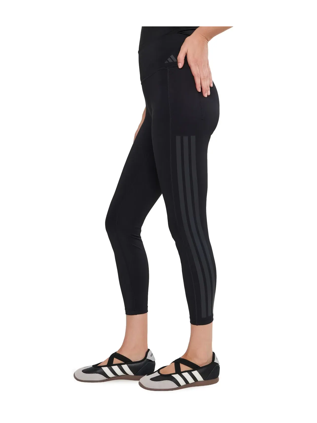 Леггинсы Optime Workout 3-Stripes 7/8 Adidas — изображение 3 из 5, черный